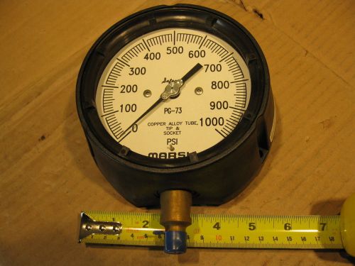 Marsh 4“ Safecase Pressure Gauge 0-1000 PSI 1/4“ NPT Copper Alloy Tube Tip PG-73
