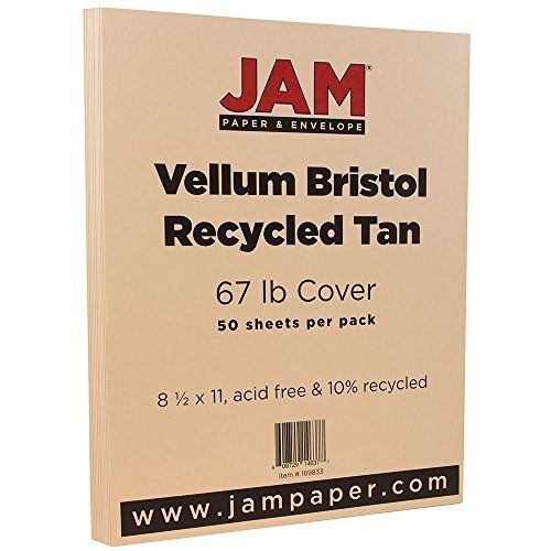 JAM Paper? 8 1/2 x 11 Vellum Cover - 67 lb Tan Cardstock - 50 Sheets per Pack