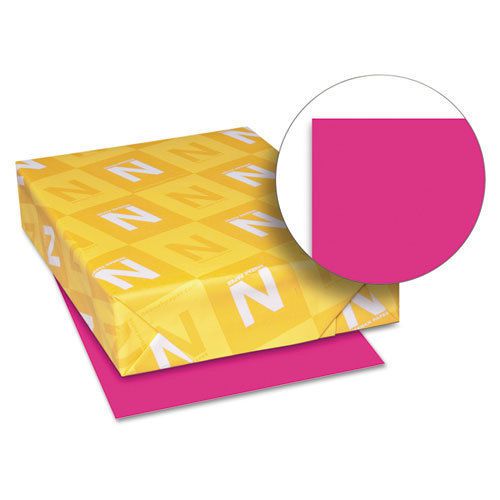 Wausau Astrobrights Colored Card Stock, 65lb, Fireball Fuchsia, Letter, 250 Shee