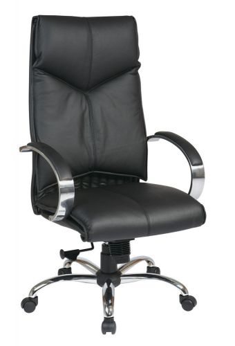 Deluxe high back black executive leather chair with chrome finish base and padde for sale