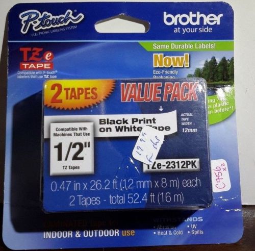 BROTHER P-TOUCH ELECTRONIC LABELING SYSTEM VALUE 2 PACK 1/2&#034; TAPES Q2 (C756)