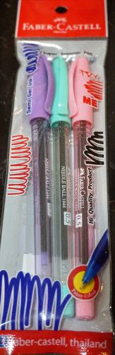 3 Pen Faber-Castell NEEDLE BALL 1444 BALLPOINT PEN 0.5 MM. BLUE INK