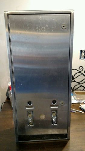 Stainless Steel 10c Tampon Napkin Dual Dispenser Vending Machine Vintage