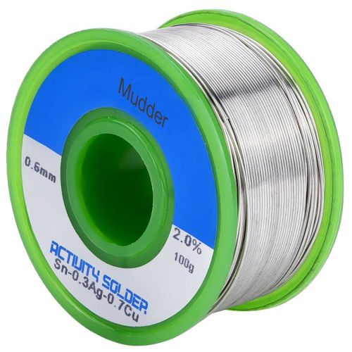 Mudder 0.6mm Sn99 Ag0.3 Cu0.7 0.22lb. Solder Wire with Rosin Core Lead Free