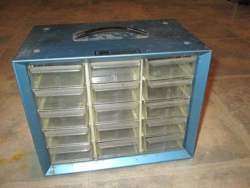 Vintage Akro Mills Blue 15 Drawer Metal Parts Cabinet Storage Portable
