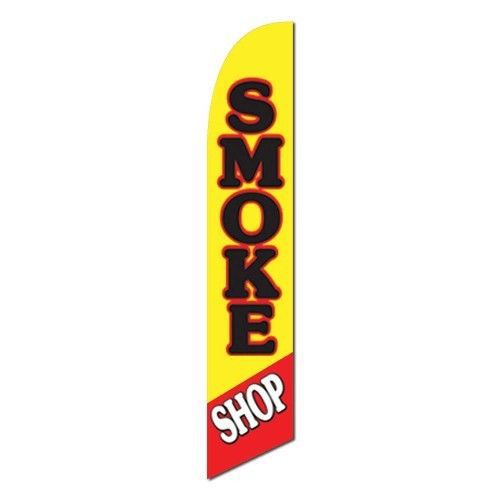 Smoke shop windless swooper flag 15ft full sleeve banner made usa yel for sale