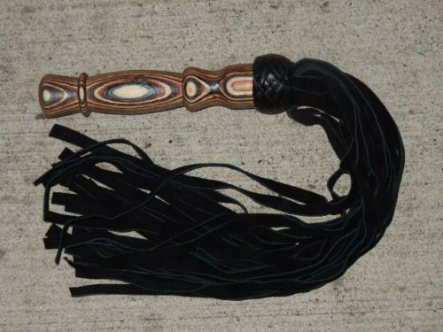 NEW THUDDY Leather Flogger CAT OF 9 TAILS w/ WOODEN HANDLE - HORSE TRAINER #3
