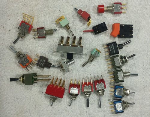 Lot of 21 Asst PCB Mount Miniature Toggle Switches, C&amp;K, NKK, Alco, Others, B2R