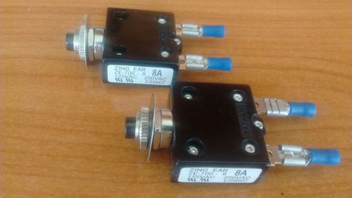 2-NEW 8 Amp Pushbutton Circuit Breakers ~ Zing Ear ZE-700-8 8A