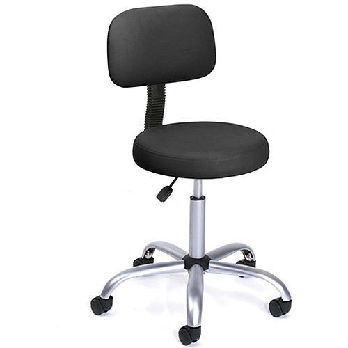 Adjustable Lab Stool Medical Dental Office Exam Chair with Back Rolling Seat Blk