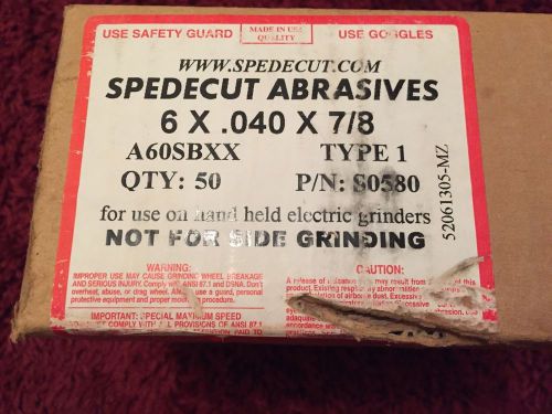 Spedecut 6x.040x7/8 (50 PACK) Abrasives Cut-Off Wheel P/N S0580 Type 1 $35 No Re