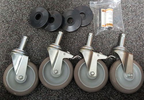 New set of 4 nexel 500591 stem casters 5&#034; polyurethane wheel 1200lb max, bumpers for sale