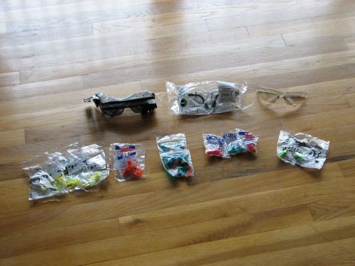 New! lot of three (3) safety glasses and eleven (11) sets of ear plugs for sale