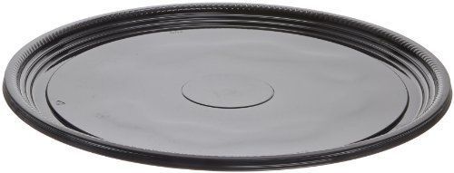 CaterLine Casuals Plastic Platter Round Tray, 18-Inch, Black (25-Count)