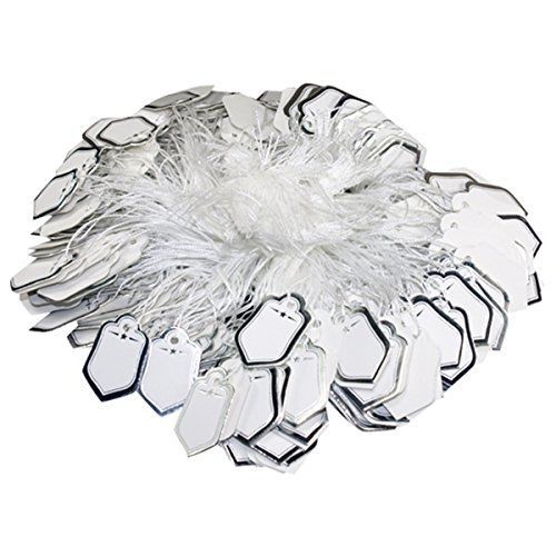 H88-1000 X Silver Price Tag Retail Label Tie String Jewelry Watch Display #