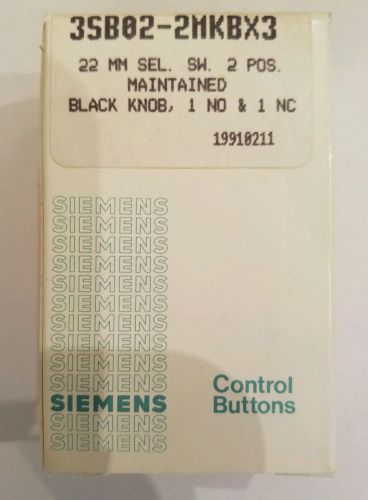 Siemens 3sb02-2mkbx3, selector switch, 22mm, 2 position maintained, new for sale