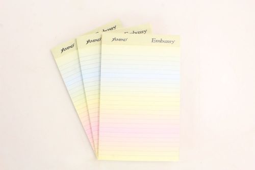 Ampad Embassy Notepad, Tablet, Multi-Colored, 5&#034; x 8&#034;, 3 Pack, 50 Pages Per Pad