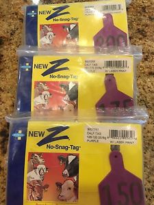 Z Tags Calf 3 Bags Numbered Purple 126-200 (75 Tags Total)