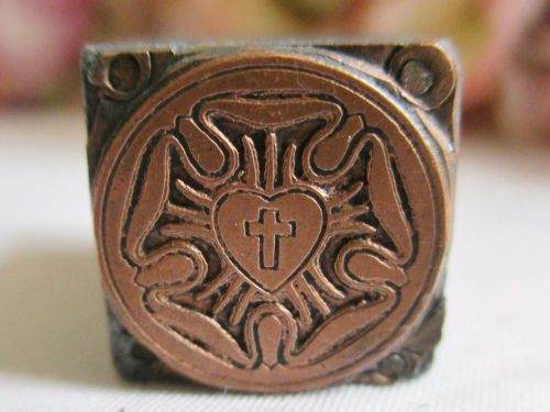 Printing Letterpress Printers Block Freemason Masonic Heart 5 Cross Antique