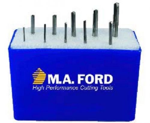 10 Pcs. M.A Ford Hi Roc Series 200 3D Straight Flute Solid Carbide Drill Set