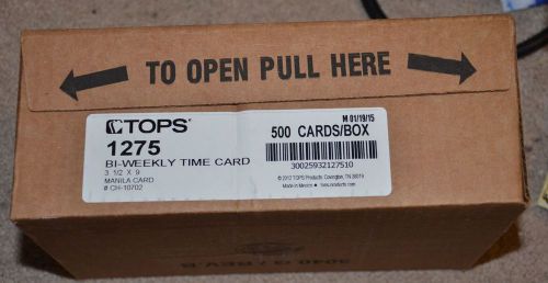 Tops 1275 bi-weekly time card box of 500 new sealed for sale