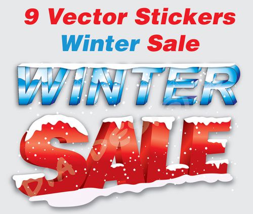 Winter Snow Sales Promotional Stickers / Labels Vector Pack Vol.2 PRINT READY