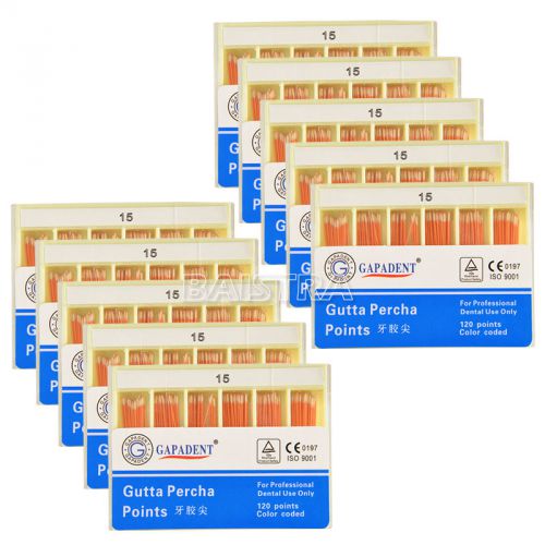 20X GAPADENT Dental Gutta Percha Points Endo Root Fill Color Coded Uniform 15#