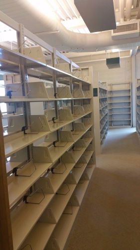 Used cantilever metal library shelving - bookcase , book storage for sale