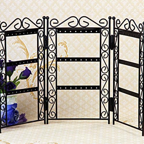 Screen Stud Hook Earrings Jewelry Black Metal Display Stand Holder Rack 10x6&#034;