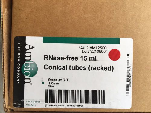 Partial Case of 3 Ambion RNase-Free 50ml Conical Tubes (Racked) Cat AM12500