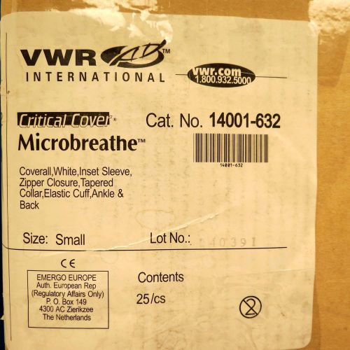 Qty 24 vwr microbreathe coveralls size small 14001-632 for sale