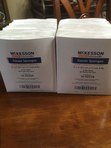 200/2 boxes mckesson medi pak gauze sponges sterile dressing 2x2&#034; 8 ply cotton for sale
