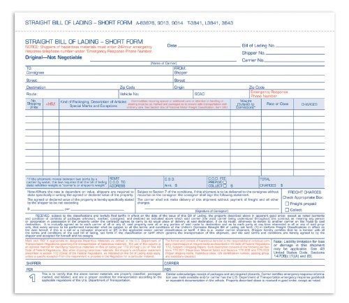Adams Bill of Lading Short Forms, 8.5 x 7.44 Inch, 4-Part, 50-Pack, White (9014)