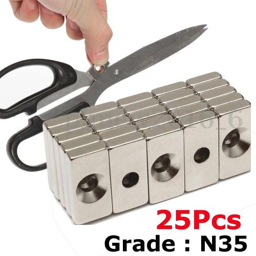 25PCS N35 Magnet Rare Earth Neodymium Rectangle Countersunk Magnets 20x10x4mm