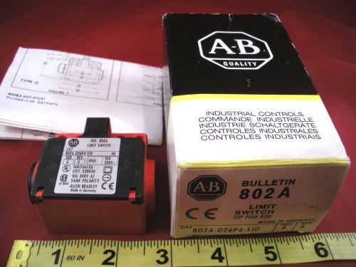Allen Bradley 802A-D26P4-S10 Ser A Rev A Limit Switch Top Push Rod 802AD26P4S10