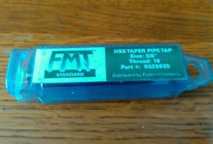 new FMT 3/8-18 Thread Standard 4 Flutes NPT HSS Taper Pipe Tap 0326935