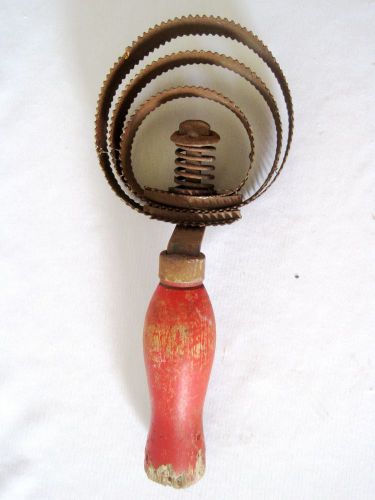 Vintage Round Metal Bone Dust Scraper Wooden Handle Butcher Tool 3.5&#034; Blade