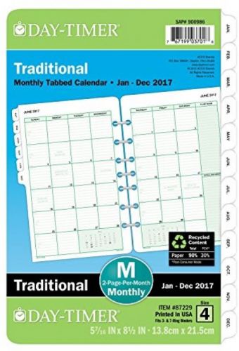 Day-timer monthly planner refill 2017, two page per month, loose leaf, 5-1/2 x for sale