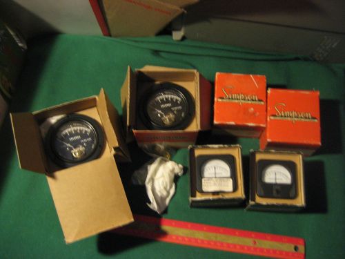 Vintage Lot of 4 Simpson Panel Meters 2 Seconds + 2 Galvanometer