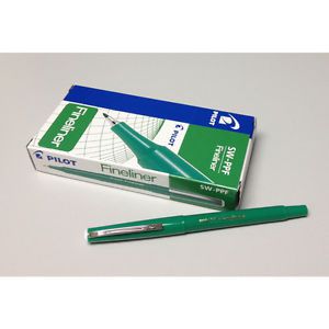 GENUINE Pilot SW-PPF 0.4mm Fineliner Pen (12pcs) - Green Ink FREE SHIP