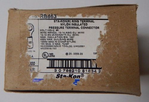 1000 thomas &amp; betts nylon insulated sta-kon ring terminal #8 16-18 awg new for sale