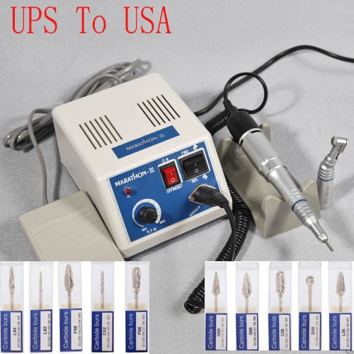 Dental MARATHON 35K RPM Handpiece Electric Micromotor Polisher + Drill *10 Burs