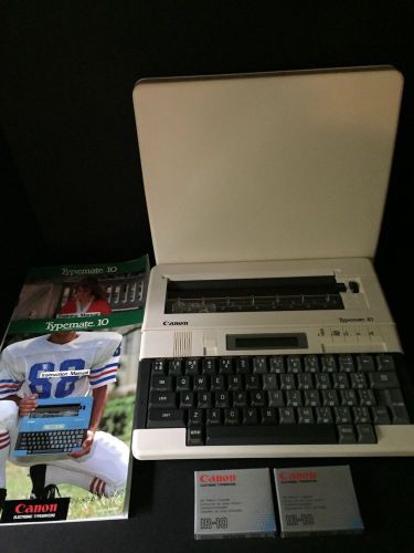 1984  White Canon Typemate 10 Portable D Battery Powered Typewriter w/Extras