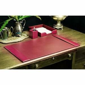 Burgundy 3-Piece Desk Set Bonded Leather