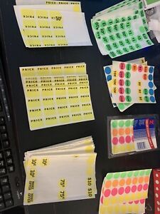 Color Coding Labels (New unopened package) + a variety of garage sale stickers