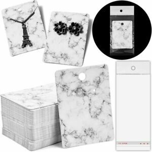 Jewelry Display Cards in Marble Design with Self-Seal Bags (2 x 2.8 in, 200 Pcs)