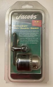 JACOBS 30598 Keyed Drill Chuck 1/2&#034; Cap., 3/8-24 Mount Size, Steel
