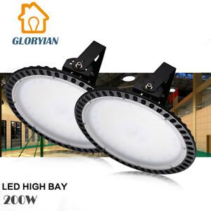 2X 200W Ultra-Thin LED High Bay Light Warehouse Industrial Factory GYM Light US