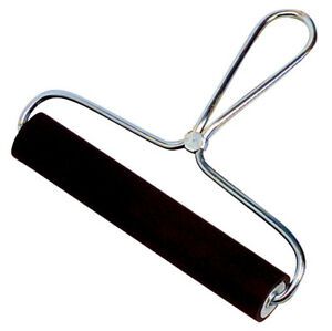 Durable Lightweight Hard Rubber Brayer with Metal Handle, 6 in, Black