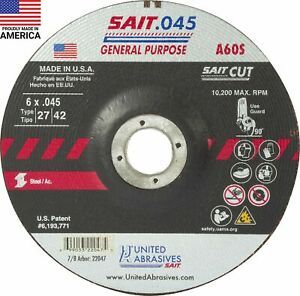 United Abrasives-SAIT 22047 A60S General Purpose Cut-Off Wheel (Type 27/Type ...